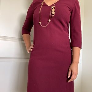 Massimo Dutti Red Wine Work Dress